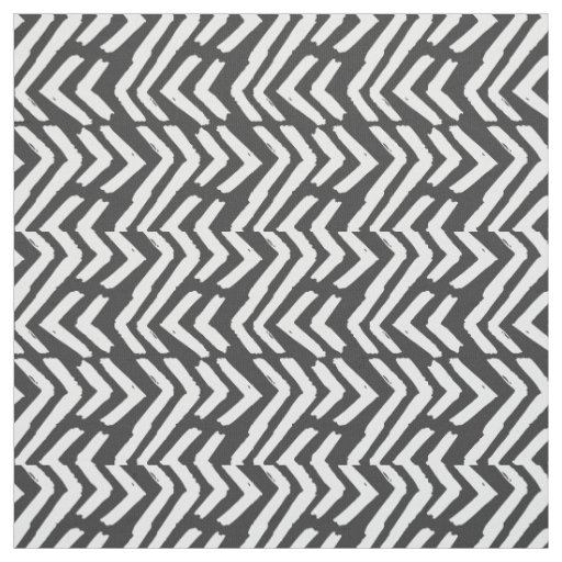 Black Hand Drawn Chevron Pattern Fabric