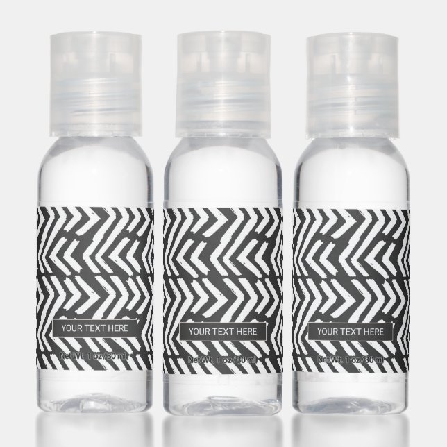Black Hand Drawn Chevron Pattern Hand Sanitizer (Set)