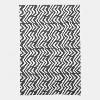 Black Hand Drawn Chevron Pattern Kitchen Towel
