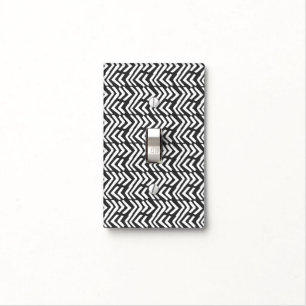 Black Hand Drawn Chevron Pattern Light Switch Cover