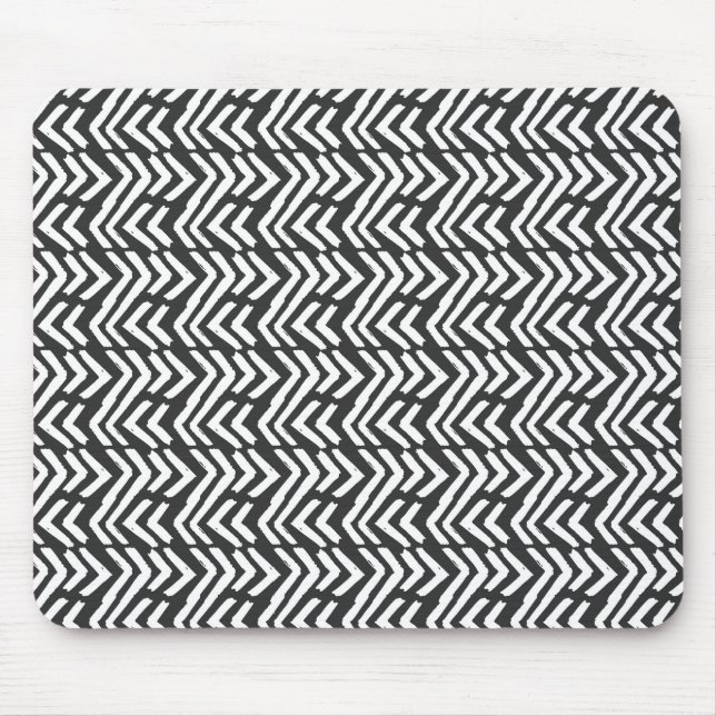 Black Hand Drawn Chevron Pattern Mouse Pad (Front)