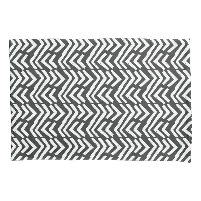 Black Hand Drawn Chevron Pattern Pillow Case (Front-Left)