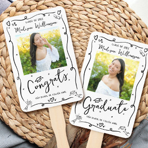 Black Hand Drawn Doodle Graduation 2 Photo White Fan
