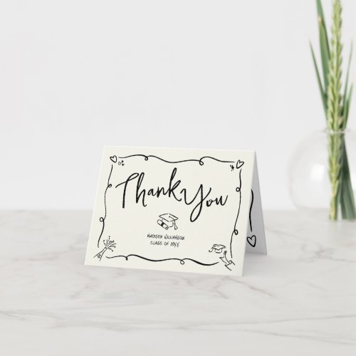 Black Hand Drawn Doodle Style Graduation Cream Fun