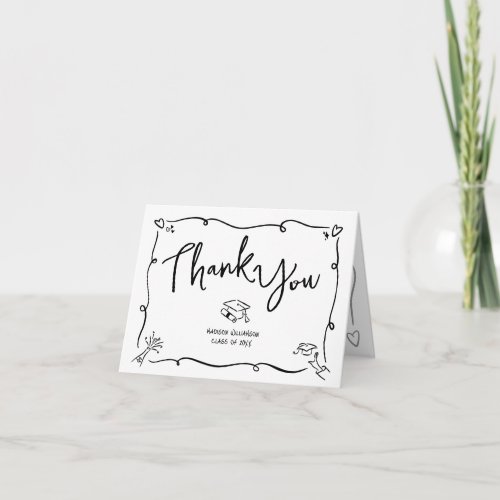 Black Hand Drawn Doodle Style Graduation White Fun