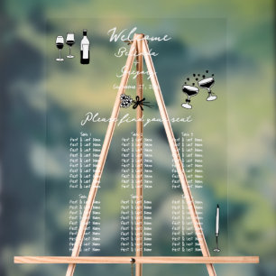 Black Hand Drawn Doodles Wedding Seating Chart