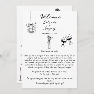 Black Hand Drawn Illustrations Wedding Itinerary
