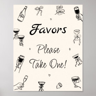 Black Hand Drawn Italian Bridal Shower Favor Poster