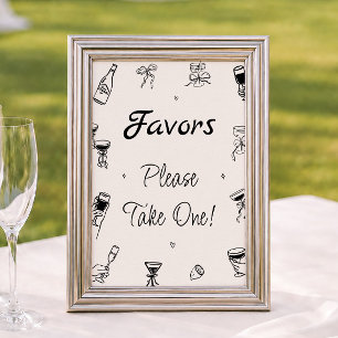 Black Hand Drawn Italian Bridal Shower Favor Poster