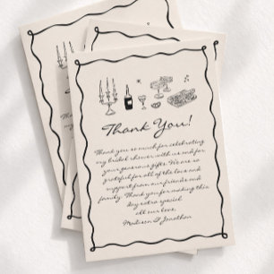 Black Hand Drawn Italian Bridal Shower Thank You Card