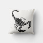 Black Hand-drawn Scorpion And Tribal Doodle Throw Pillow at Zazzle