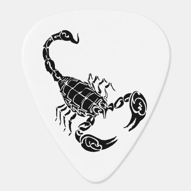 Black Hand-drawn Scorpion Doodle Guitar Pick (Back)
