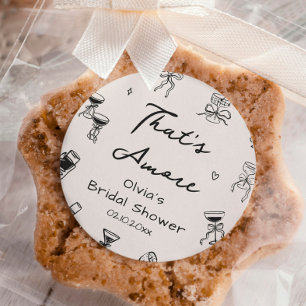 Black Hand Drawn That's Amore Bridal Shower Classic Round Sticker