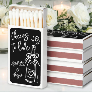 Black Hand Drawn Wedding Favor Matchboxes