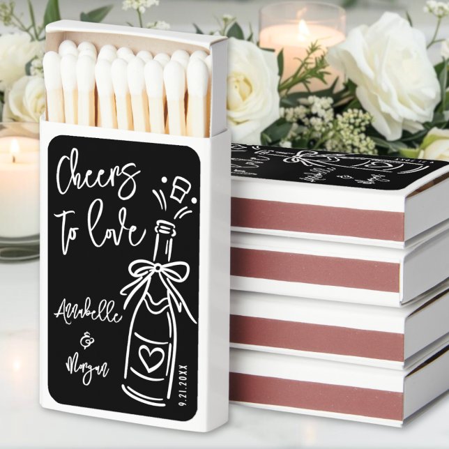 Black Hand Drawn Wedding Favor Matchboxes (Black Hand Drawn Wedding Favor Matchboxes)