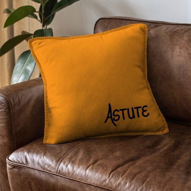 Black Hand lettered complimentary word Astute Throw Pillow (Creator Uploaded)