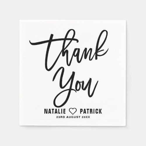 Black Hand Lettered Wedding Thank You Napkins