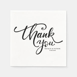 Black Hand Lettered Wedding Thank You Napkins