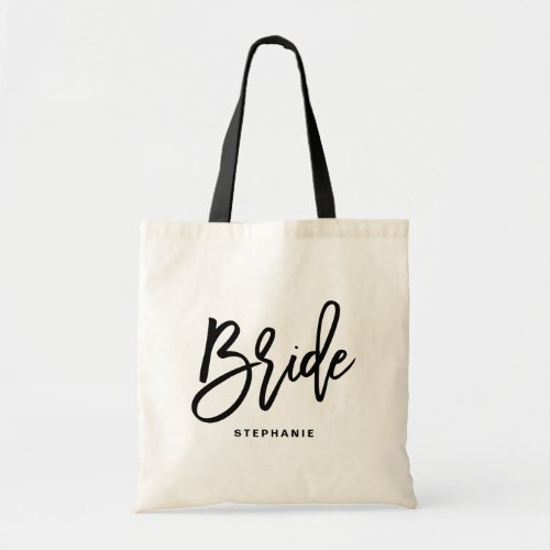 Black Hand Lettering Bride Custom Tote Bag