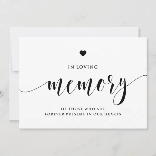 Black Hand Lettering In Loving Memory Sign | Zazzle