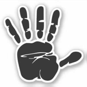 Black hand print sketch sticker