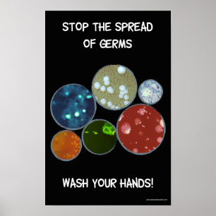 Black hand-washing safety poster