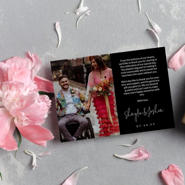 Black Hand-writing Script Photo Wedding Thank You (Creator Uploaded)