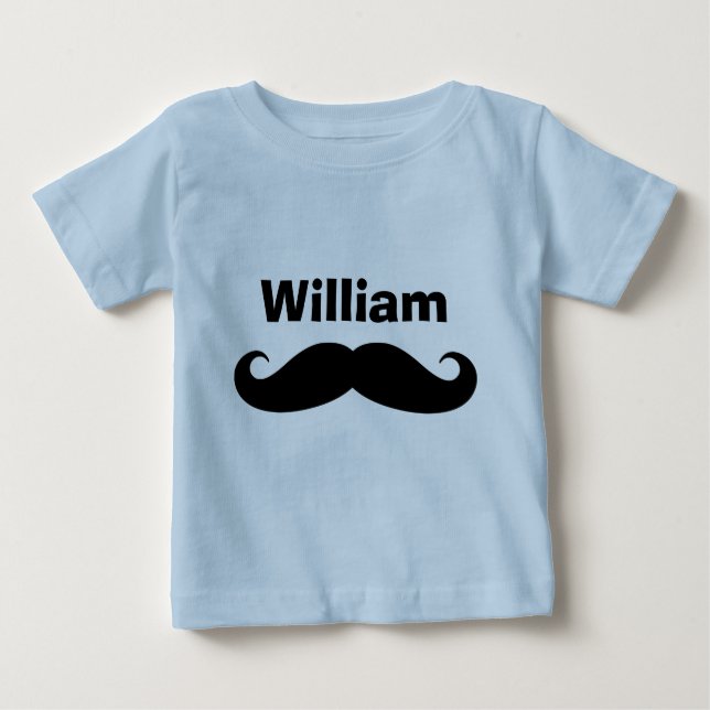 Black handlebar mustache baby creepers and shirts (Front)