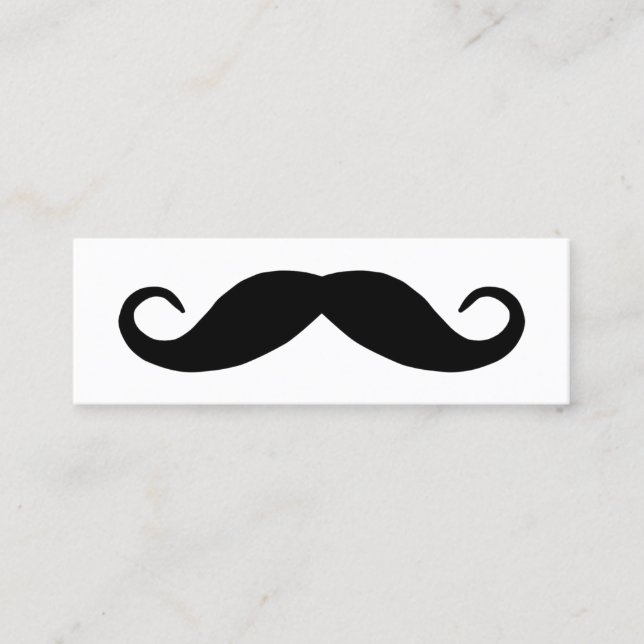 Black Handlebar Mustache Mini Business Card (Front)