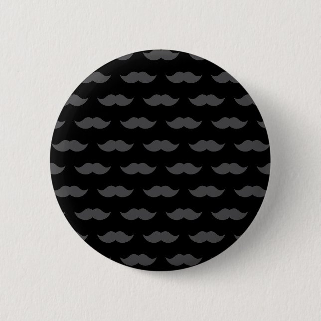 Black Handlebar Mustache Moustache Pattern Pinback Button (Front)