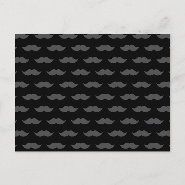 Black Handlebar Mustache Moustache Pattern Postcard (Front)