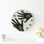 Black Hands with Colorful Nails Pop Art Large Clock<br><div class="desc">Bring bold design to your space with this pop art wall clock featuring black silhouette hands and vibrant multicolored nails. A stylish and functional piece, this clock adds a modern artistic flair to any room, from studios to bedrooms. Perfect for those who love eye-catching home decor with a creative twist....</div>
