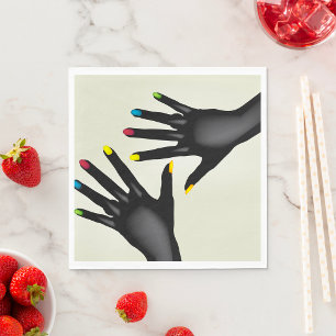 Black Hands with Colorful Nails Pop Art Napkins