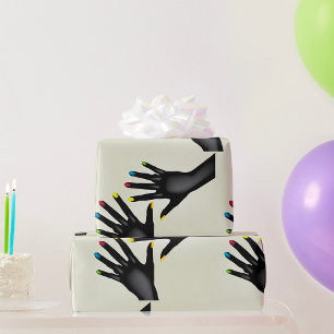 Black Hands with Colorful Nails Pop Art Wrapping Paper
