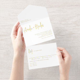 Black Handwriting Modern Typography Wedding All In One Invitation