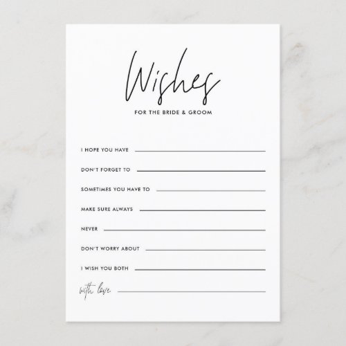 Black Handwriting Wishes for the Bride and Groom Enclosure Card
