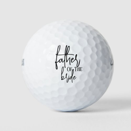 Black Handwritten Father of the Bride wedding Golf Balls