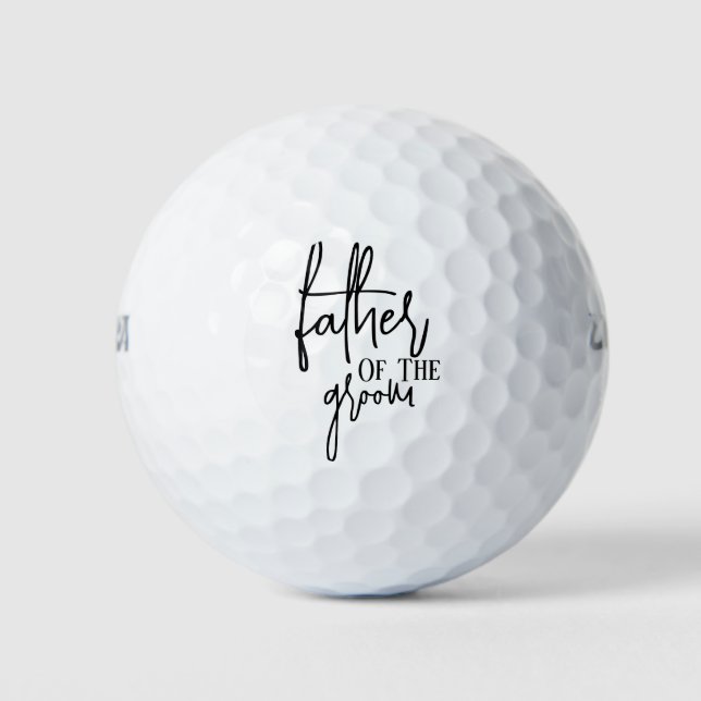 Black Handwritten Father of the groom wedding  Golf Balls (Front)