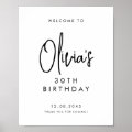 Black Handwritten Script 30th Birthday Welcome Poster | Zazzle