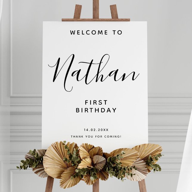 Black Handwritten Script 30th Birthday Welcome  Poster (Creator Uploaded)