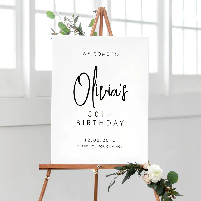 Black Handwritten Script 30th Birthday Welcome Poster | Zazzle