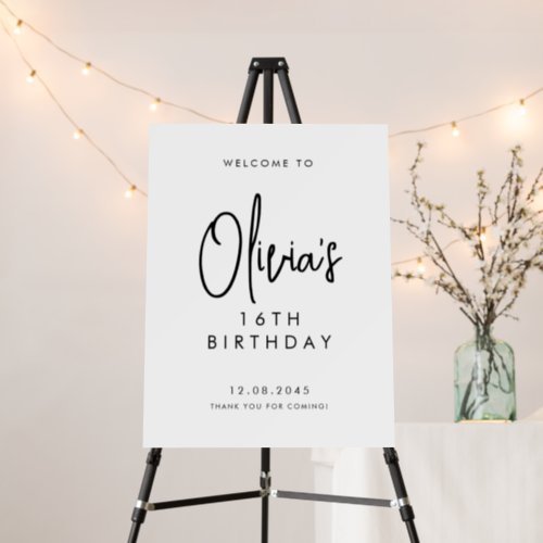 Black Handwritten Script 40th Birthday Welcome Foam Board