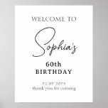 Black Handwritten Script 60th Birthday Welcome Poster<br><div class="desc">Black Handwritten Script 60th Birthday Welcome Poster Welcome guests to your event with this customizable birthday party welcome sign. It features a handwritten script and simple typography. Personalize this minimalist 60th birthday welcome sign by adding your own event details. The texts are fully editable for any event. This handwritten birthday...</div>