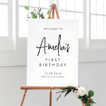 Black Handwritten Script First Birthday Welcome Poster<br><div class="desc">Welcome guests to your event with this customizable birthday party welcome sign. It features a handwritten script and simple typography. Personalize this minimalist birthday welcome sign by adding your own event details. The texts are fully editable for any event. This handwritten birthday welcome sign is perfect for any event.</div>