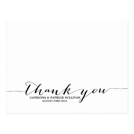 Black Handwritten Script Thank You Postcard | Zazzle