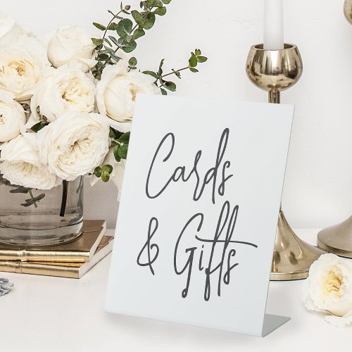 Black  Handwritten Script Wedding Cards  Gifts Pedestal Sign