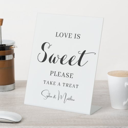 Black Handwritten Script Wedding Dessert Table Ped Pedestal Sign