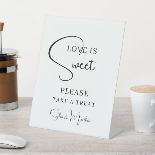 Black Handwritten Script Wedding Dessert Table Pedestal Sign