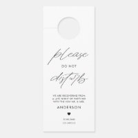 Black Handwritting Do Not Disturb Wedding