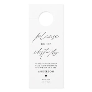 Black Handwritting Do Not Disturb Wedding Door Hanger